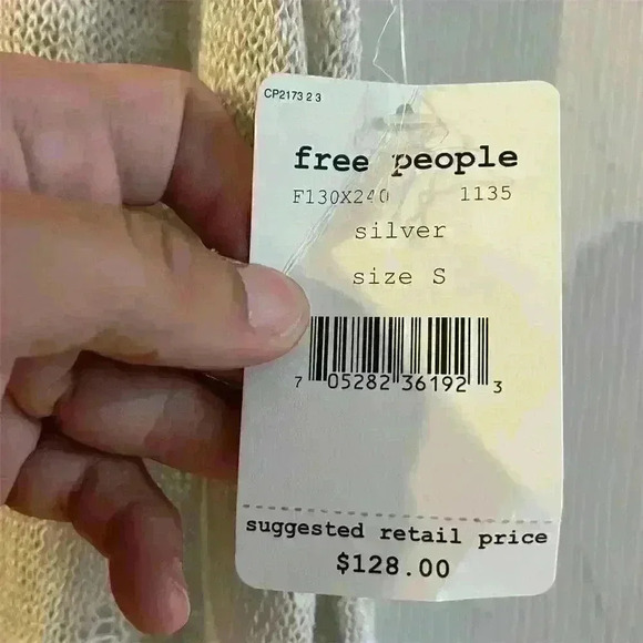 Free People Women's Silver Lace Bohemian Knit Midi Dress Size S - Picture 4 of 8